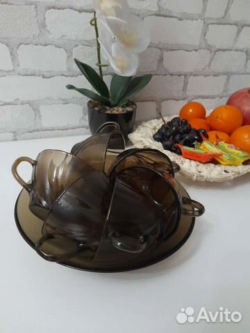 Кружки чайно-кофейные и тарелка luminar