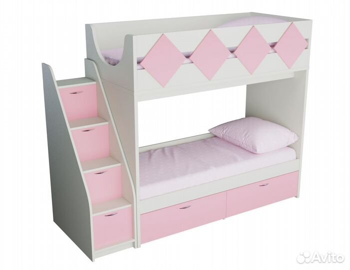 Двухъярусная кровать Радуга с Комодом