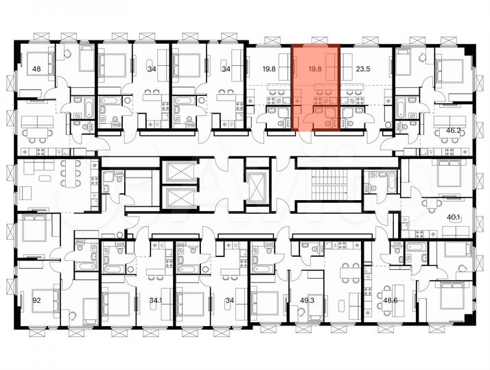 Квартира-студия, 19,8 м², 12/25 эт.