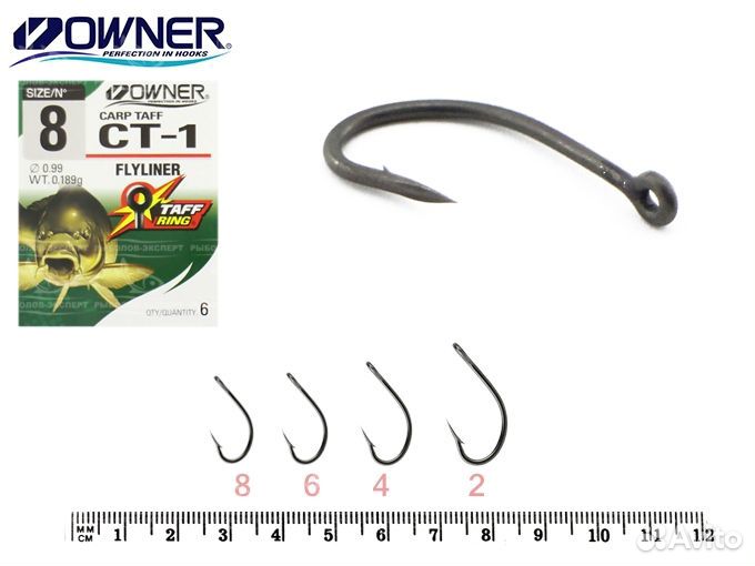 Owner Крючок Carp Taff Flyliner teflon №8 6шт