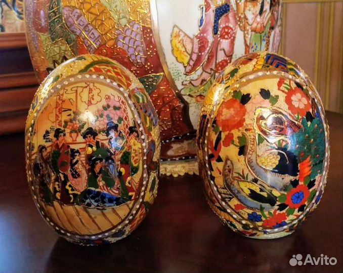 Пара фаянсовых старинных яиц, Китай, 1950-60-е г