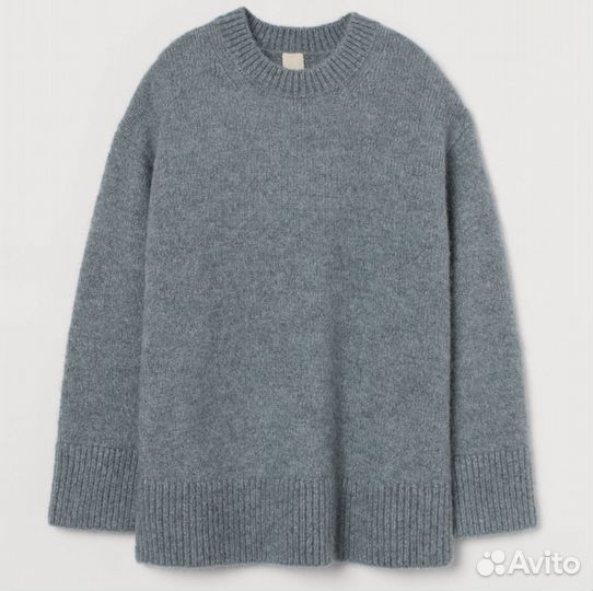 H&M джемпер свитер шерсть/альпака серый XL новый