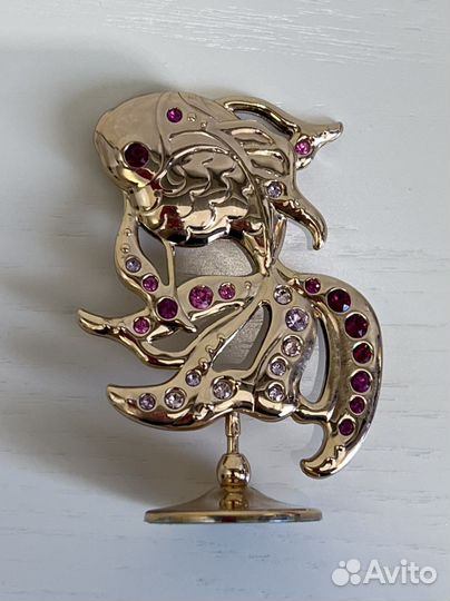Сувенир золотая рыбка с кристаллами Swarovski