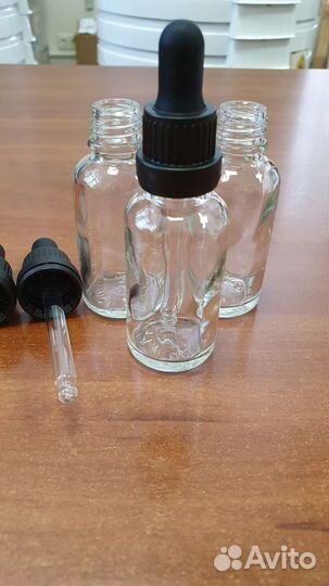 Стеклянные флаконы с пипеткой новые 30 мл