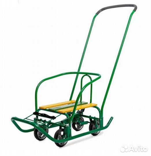 Детские санки с выдвижными колёсами / Ледянка