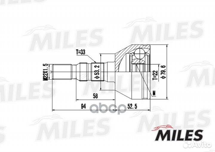 ШРУС opel astra/zafira 1.4/1.6 04- нар. ga20353