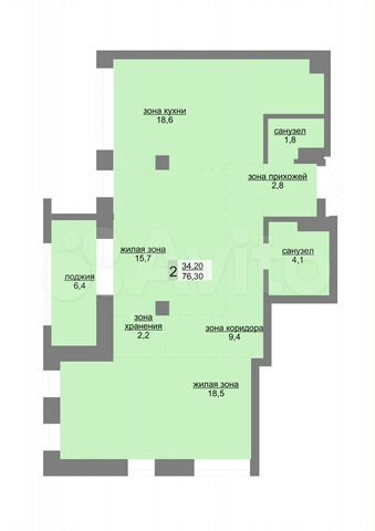 2-к. квартира, 76,3 м², 5/31 эт.