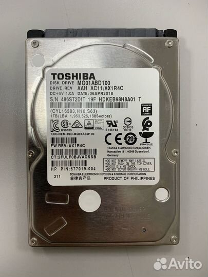 1Тб Жесткий диск для ноутбука Toshiba MQ01ABD100