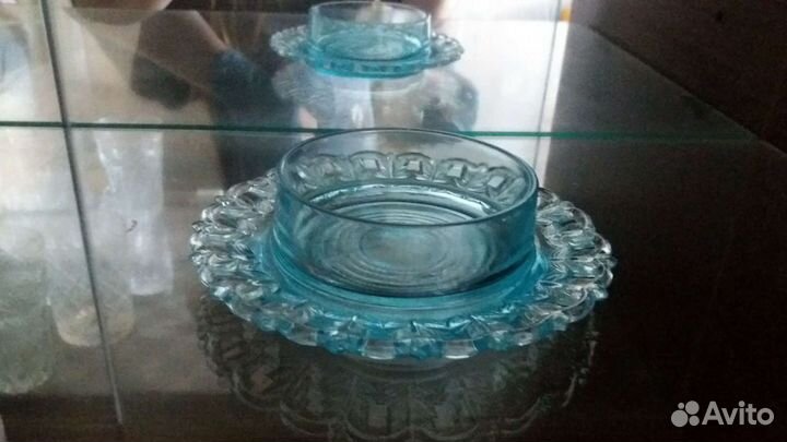 Масленка купоросное стекло винтаж СССР