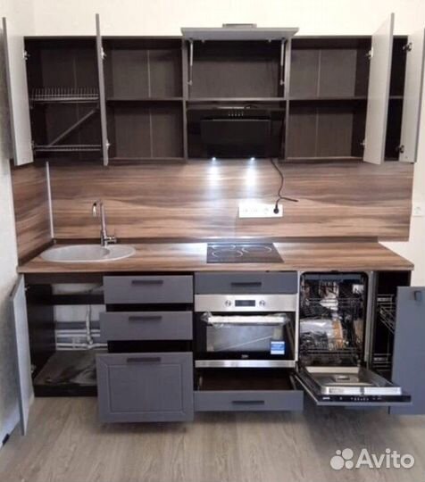 Кухонный гарнитур серый модульный новый