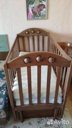 Детская кровать с 0 до 3 лет из натур. дерева