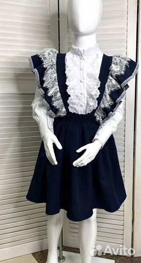 Школьный комплект, сарафан + блузка, 122-146