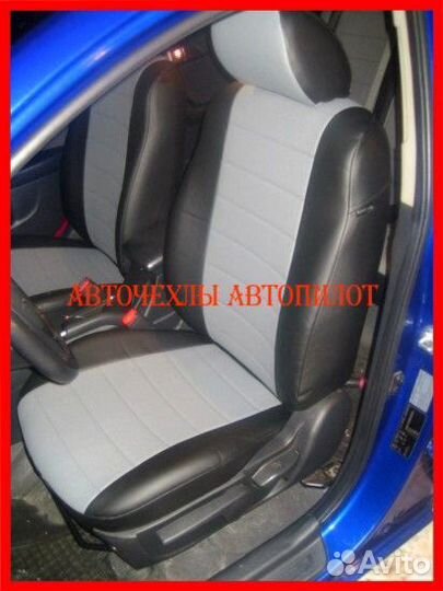 Чехлы Автопилот Kia Cerato 2 из экокожи чёрно-серы