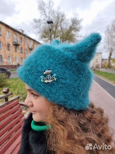 Шапка ручной работы из мохера