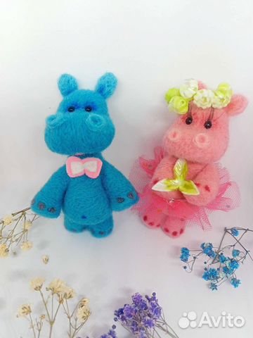 Бегемотик авторская игрушка ручная работа