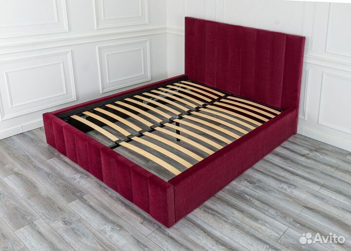 Кровать 160х200 двуспальная велюр бордо Богема