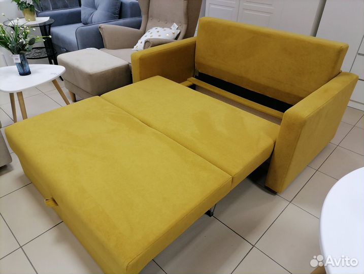 Мини диван раскладной жёлтый