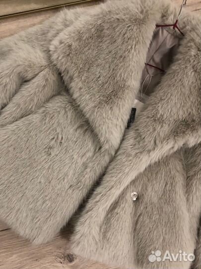 Шуба серая пушистая S M L новая lichi lime