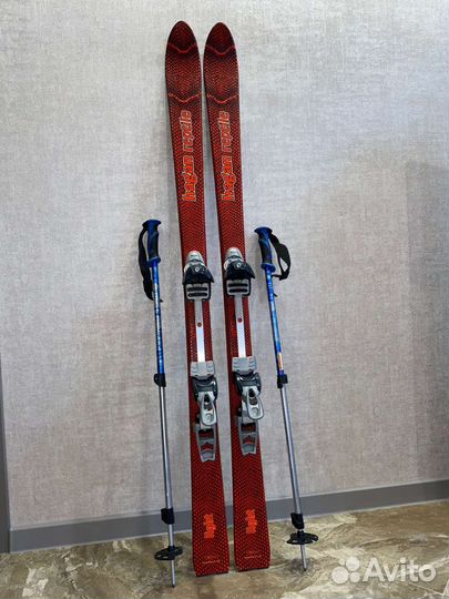 Горные лыжи 155 + крепления + ботинки 35-37,5