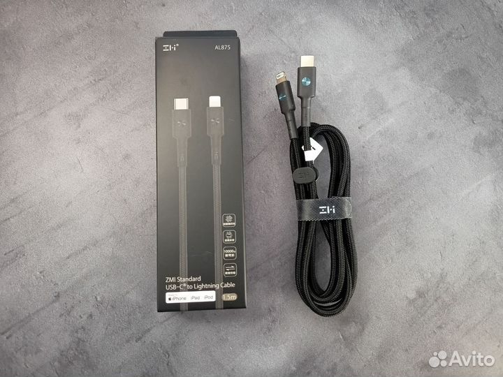 Кабель Type-C/Lightning ZMI 150см MFI 18W PD (Blac