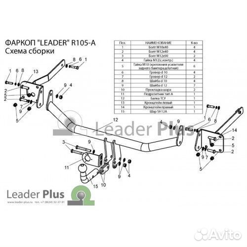 Фаркоп для Renault Scenic 2 2003-2009г