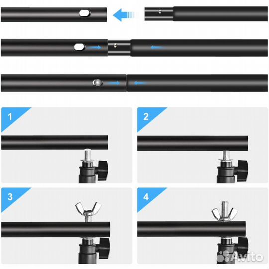Стойки для фотофона 2х2м + 3 фона с креплениями