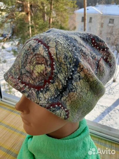 Шапочка двусторонняя валяная