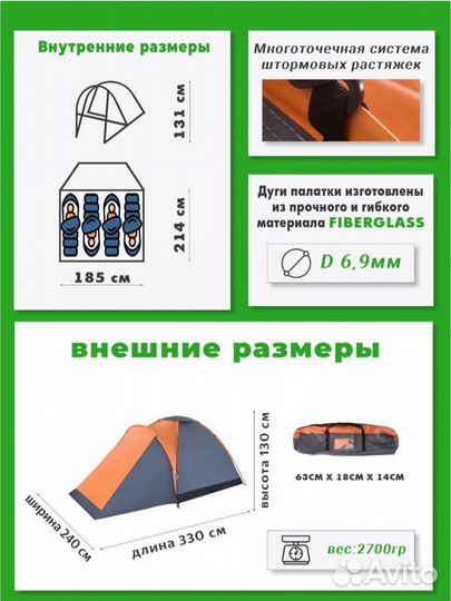 Новая палатка actiwell 200*145