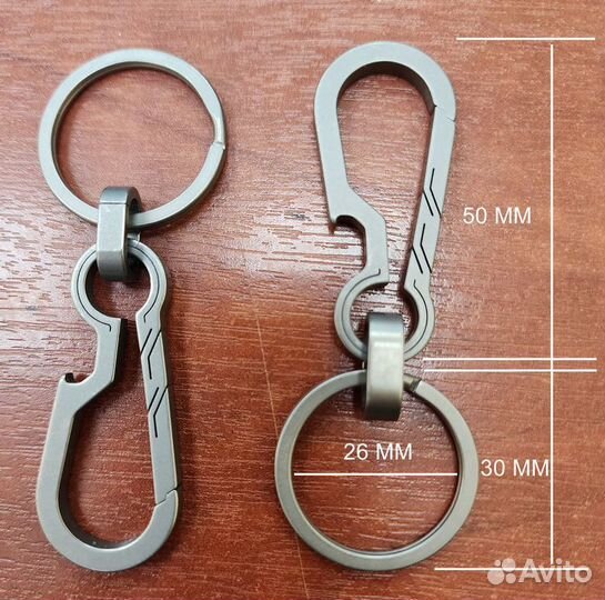 Титановые карабины, кольца, нож для ключей