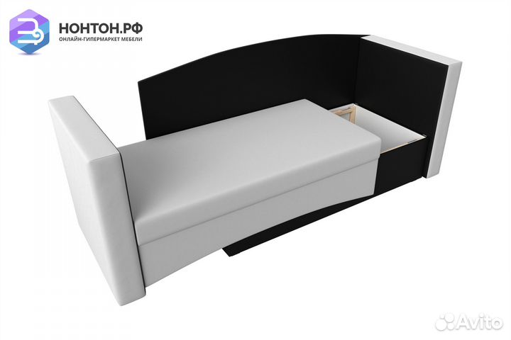 Кушетка выкатная Чарли экокожа белая / черная