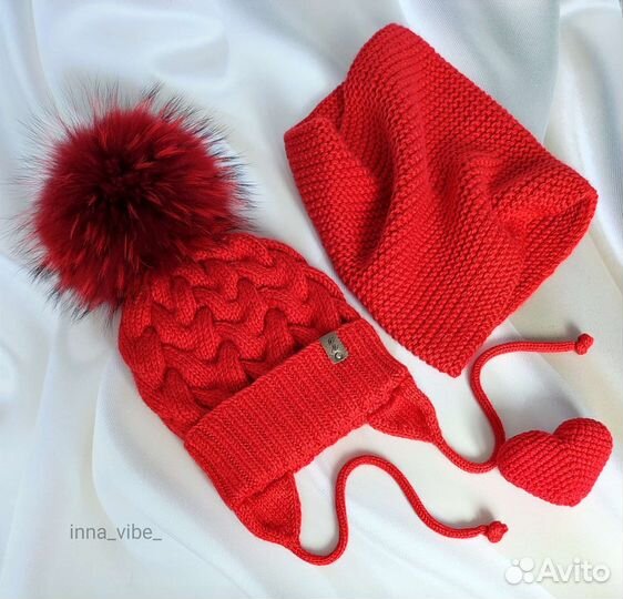 Зимняя шапка для девочки снуд