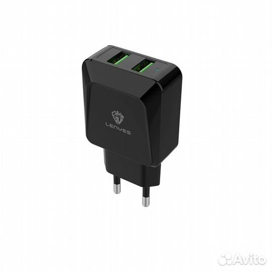 Сзу lenyes LCH208-EU 2USB ligthning 5V-2.4A BK