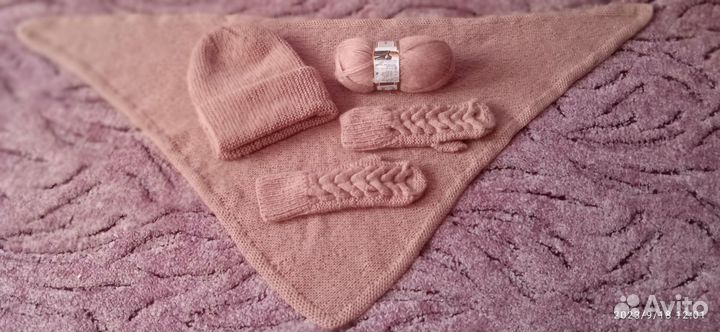 Комплект шапка, снуд и варежки