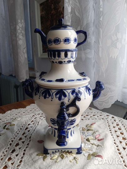 Самовар фарфоровый Гжель, выпуска 70х годов СССР