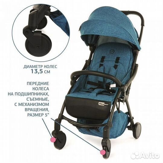 Коляска Pituso Smart Turquoise бирюзовый лён