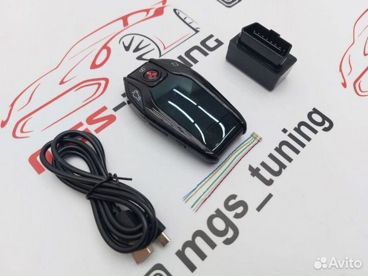 Смарт ключ Mitsubishi дизайн BMW черный с экраном