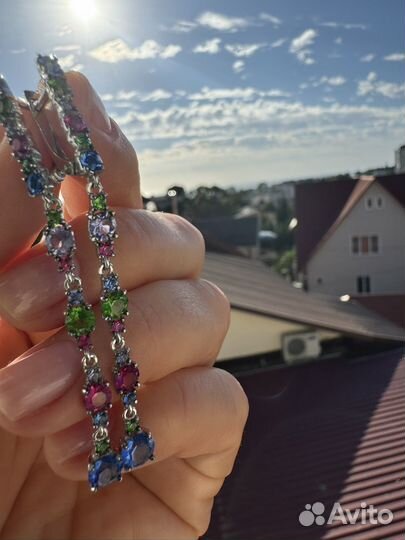 Серебряные серьги с кристаллами swarovski