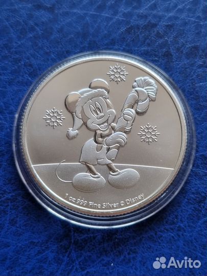 Монета Серебро Микки Маус Рождество 2020 Унция