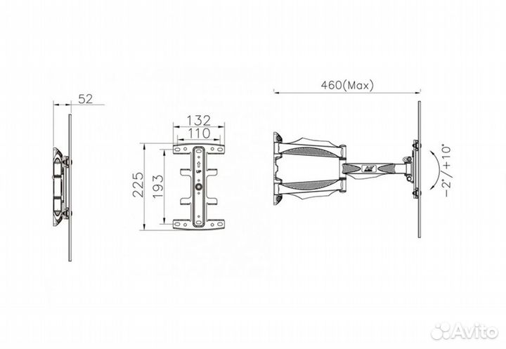 Кронштейн для телевизора наклонно-поворотный