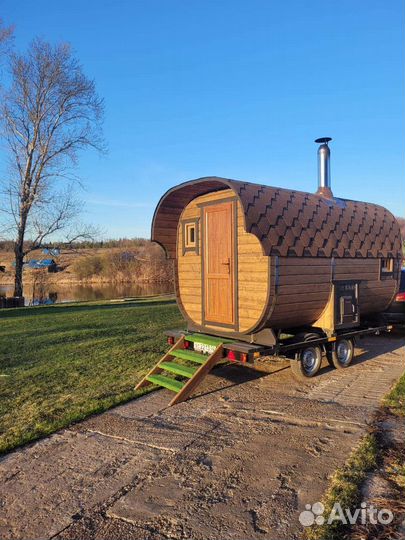 Баня бочка на колесах. Отдых