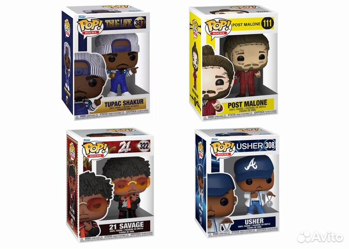 Funko pop rocks 21 Savage, Tupac, Post Malone