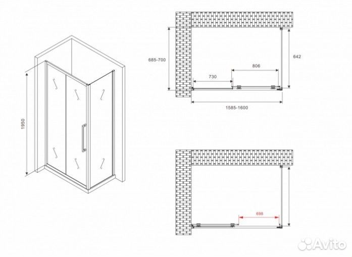 Душевой уголок Abber Schwarzer Diamant AG30160BH-S70B 160x70