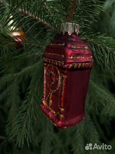 Елочная игрушка стекло Часы