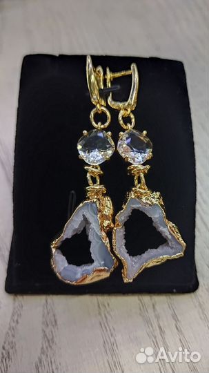 Серьги с агатовой друзой. (Мини)