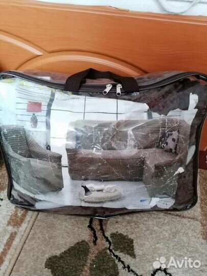 Чехол на угловой диван и кресло б/у