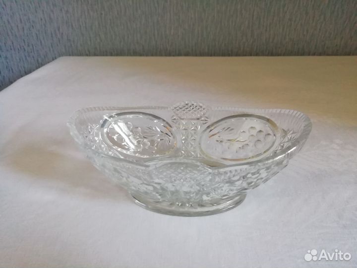 Хрустальная конфетница СССР ладья