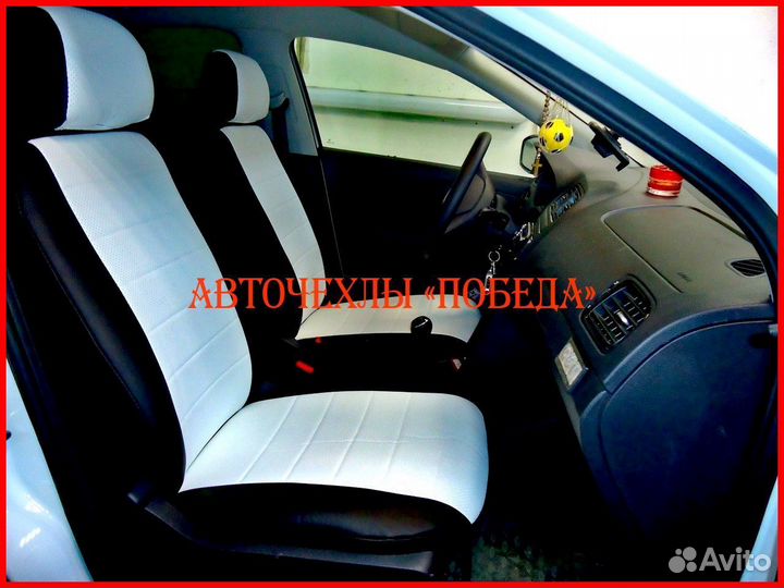 Чехлы Volkswagen Polo 2 из экокожи чёрно-белые