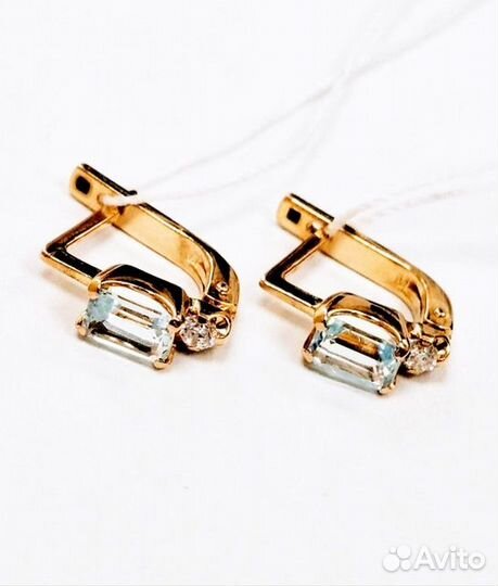 Золотые серьги с фианитом