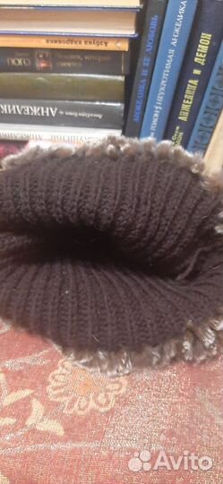 Шапка зимняя женская вязаная с мехом натуралка