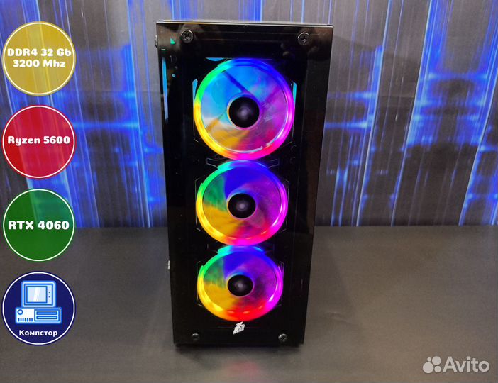 Сборка мощного пк AMD5600-RTX4060-32DDR4-PBF16-A520